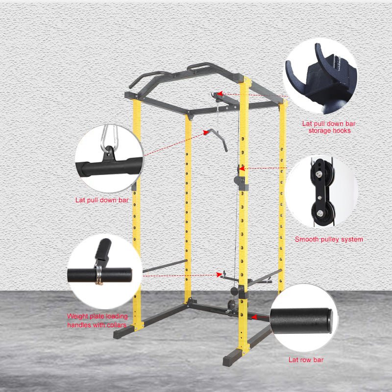 Multipurpose Power Rack - Squat Rack - With High/Low Cable - Jaguar Fitness