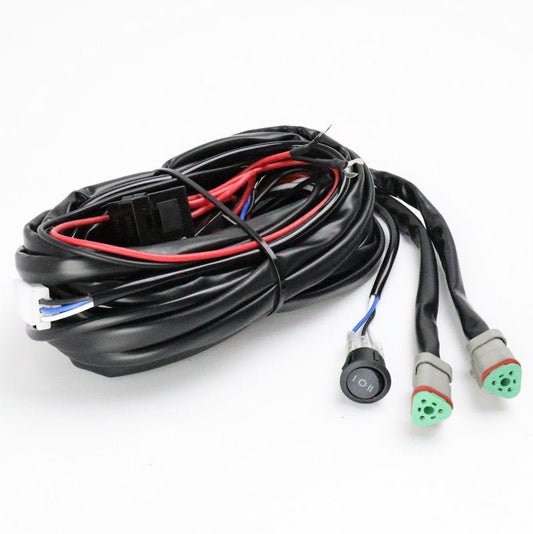 Wiring Harness - Dual Spots - Two Way Switch - with 3 Pin Triangle DT plugs - Jaguar Fitness